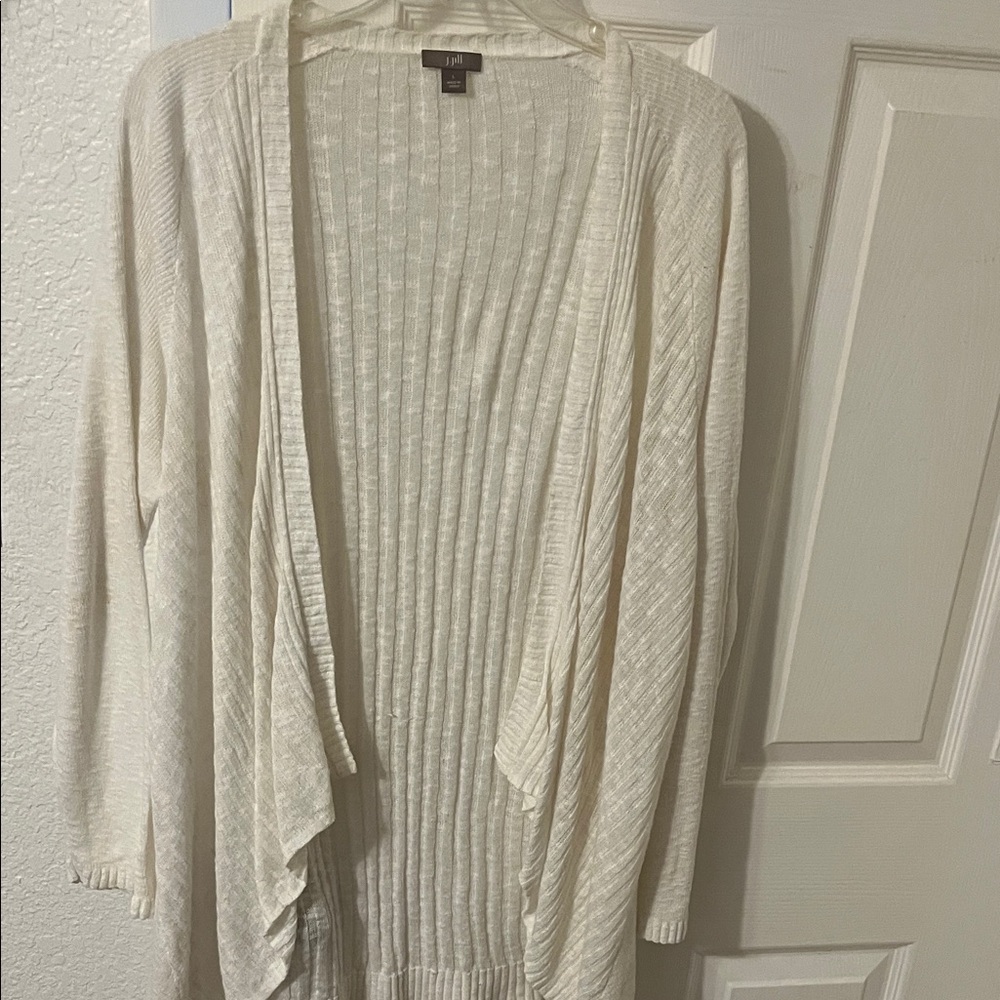 J.Jill Women's Ivory Open-Front Cardigan